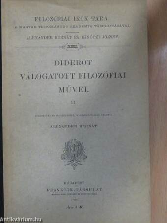 Diderot válogatott filozófiai művei II. (töredék)