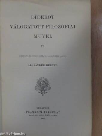 Diderot válogatott filozófiai művei II. (töredék)