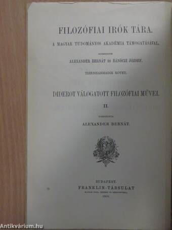 Diderot válogatott filozófiai művei II. (töredék)