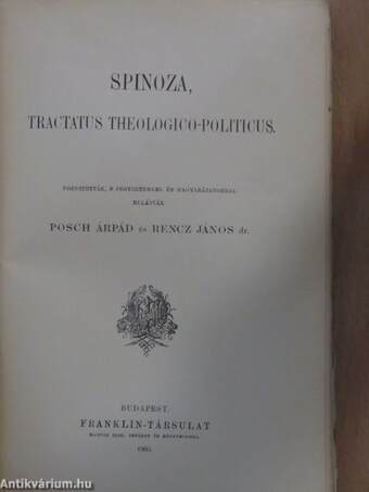 Spinoza, tractatus theologico-politicus