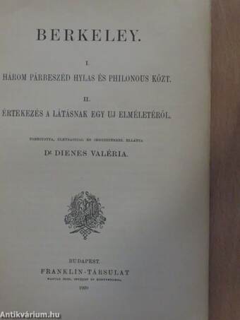 Három párbeszéd Hylas és Philonous közt/Értekezés a látásnak egy uj elméletéről