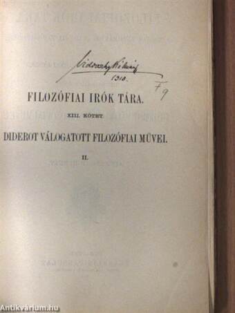 Diderot válogatott filozófiai művei II. (töredék)