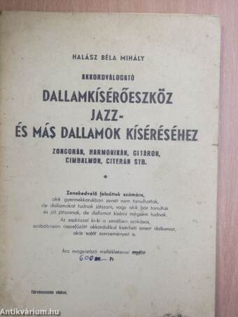 Akkordválogató Dallamkísérőeszköz jazz- és más dallamok kíséréséhez