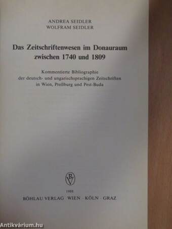 Das Zeitschriftenwesen im Donauraum zwischen 1740 und 1809