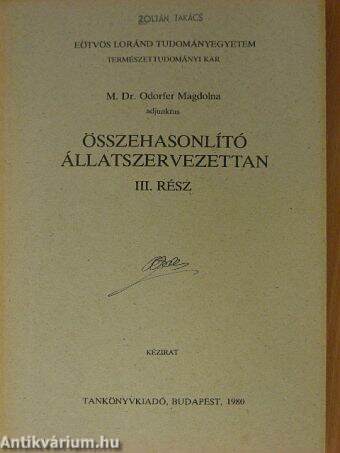 Összehasonlító állatszervezettan III. (töredék)