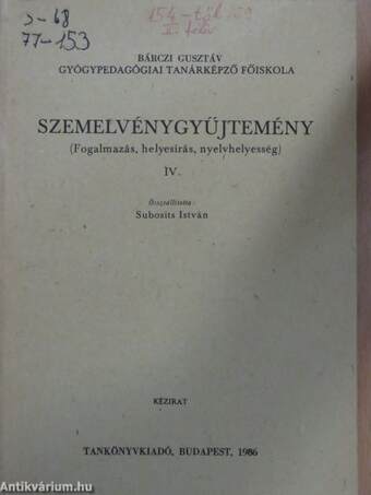 Szemelvénygyűjtemény IV.