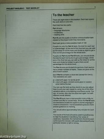 Project English 3. - Test Booklet