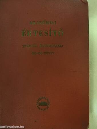 Akadémiai Értesítő LVII-LVIII. kötet 481-490. füzet