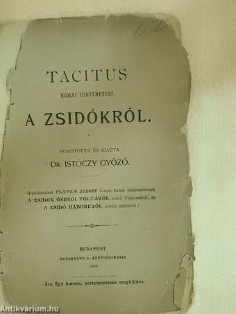 Tacitus római történetiró, a zsidókról (rossz állapotú)