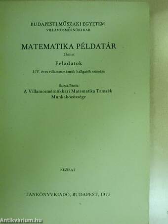 Matematika példatár I.