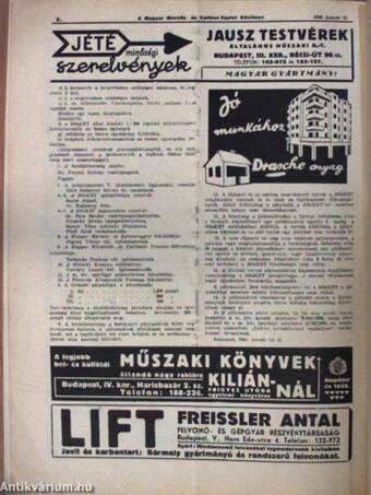 A Magyar Mérnök- és Építész-Egylet Közlönye 1940. január 21.