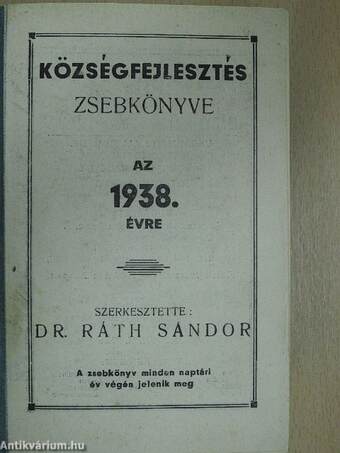 Községfejlesztés zsebkönyve az 1938. évre