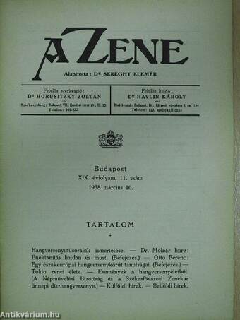 A Zene 1938. március 16.