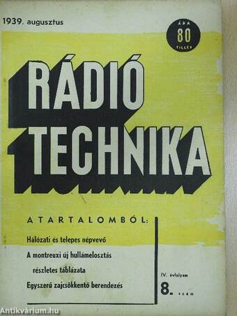 Rádió Technika 1939. augusztus 