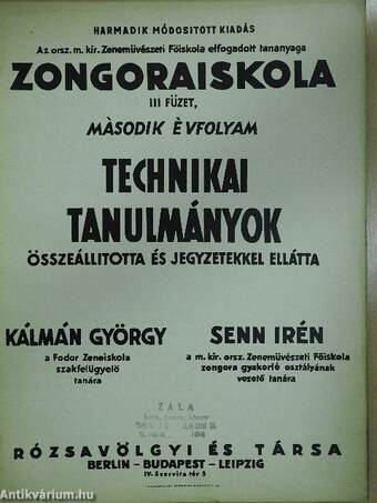 Zongoraiskola III. füzet