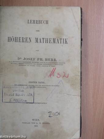 Lehrbuch der höheren Mathematik I-II.