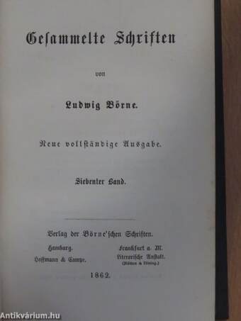 Gesammelte Schriften von Ludwig Börne VII. (gótbetűs)