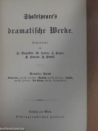 Shakespeare's dramatische Werke 9. (gótbetűs)