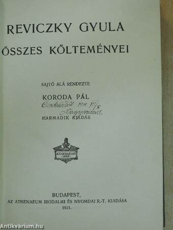 Reviczky Gyula összes költeményei