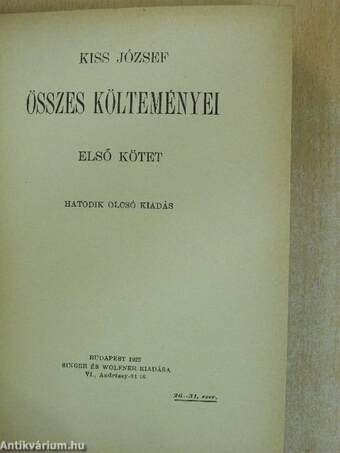 Kiss József összes költeményei I-III.