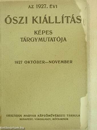 Az 1927. évi őszi kiállítás képes tárgymutatója