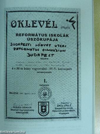 A Budapesti Lónyay Utcai Református Gimnázium Évkönyve 1995-1998