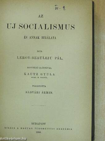 Az uj socialismus és annak birálata