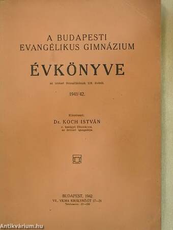 A Budapesti Evangélikus Gimnázium évkönyve 1941/42.