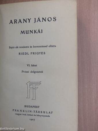 Arany János munkái VI.