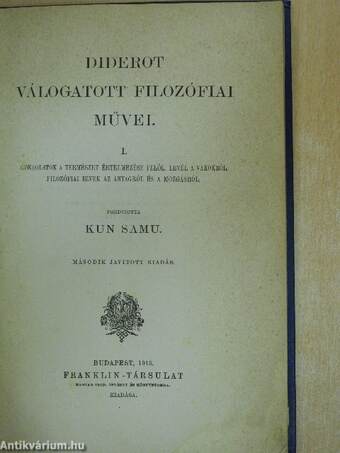 Diderot válogatott filozófiai művei I.