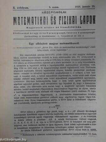 Középiskolai matematikai és fizikai lapok 1934. január 15.