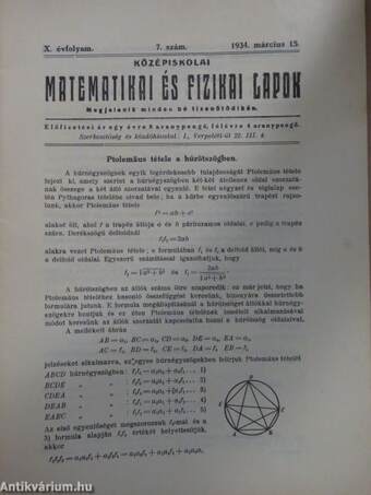 Középiskolai matematikai és fizikai lapok 1934. március 15.