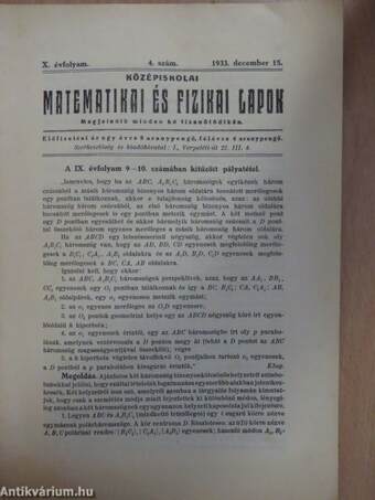 Középiskolai matematikai és fizikai lapok 1933. december 15.