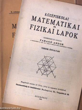 Középiskolai matematikai és fizikai lapok 1934. május-junius 