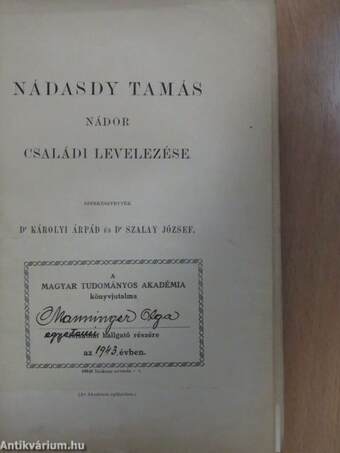 Nádasdy Tamás nádor családi levelezése