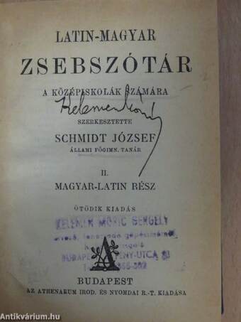 Latin-magyar zsebszótár II.