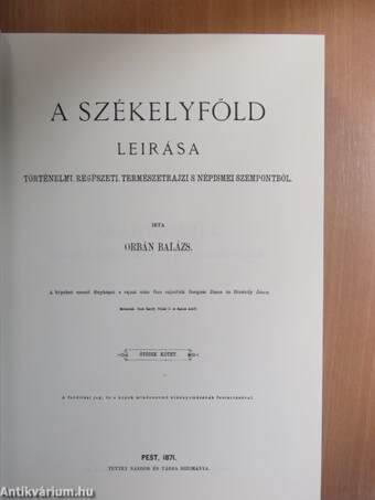 A Székelyföld leírása V-VI. (töredék)