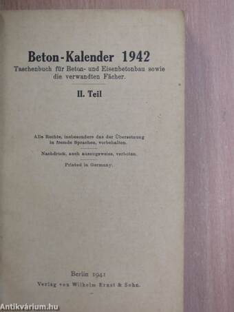 Beton-Kalender 1942. II. Teil