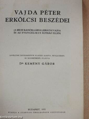 Vajda Péter erkölcsi beszédei