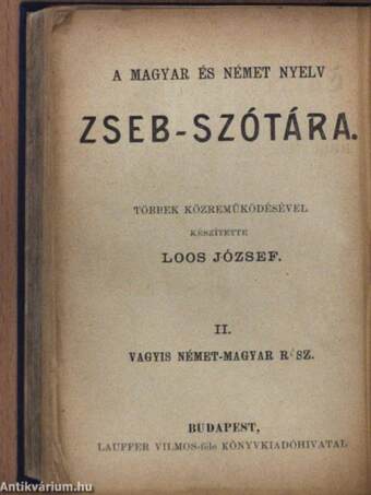 A magyar és német nyelv zseb-szótára I-II.