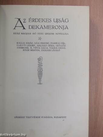 Az Érdekes Ujság Dekameronja V. (töredék)