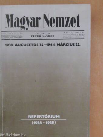 Magyar Nemzet Repertórium (1938-1939)