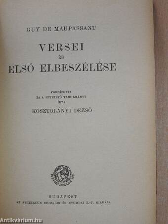 Guy de Maupassant versei és első elbeszélése