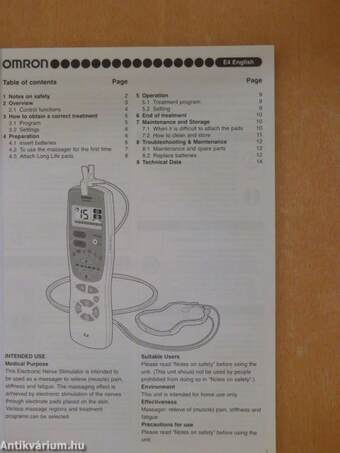 Omron E4 Tens - Instruction manual