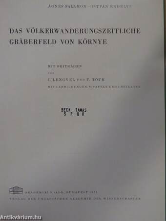 Das völkerwanderungszeitliche Gräberfeld von Környe