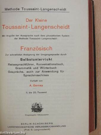 Der kleine Toussaint-Langenscheidt Französisch/Gesprache (gótbetűs)