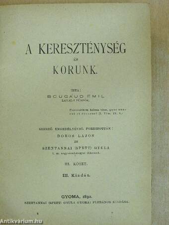 A kereszténység és korunk III. (töredék)