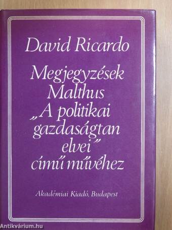 Megjegyzések Malthus "A politikai gazdaságtan elvei" című művéhez