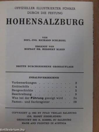 Offizieller illustrierter Führer durch die Festung Hohensalzburg