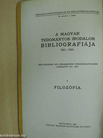 A magyar tudományos irodalom bibliográfiája 1901-1925